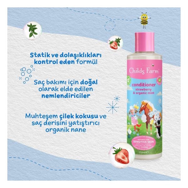 Çilek ve Organik Nane Özlü Saç Kremi 250ml