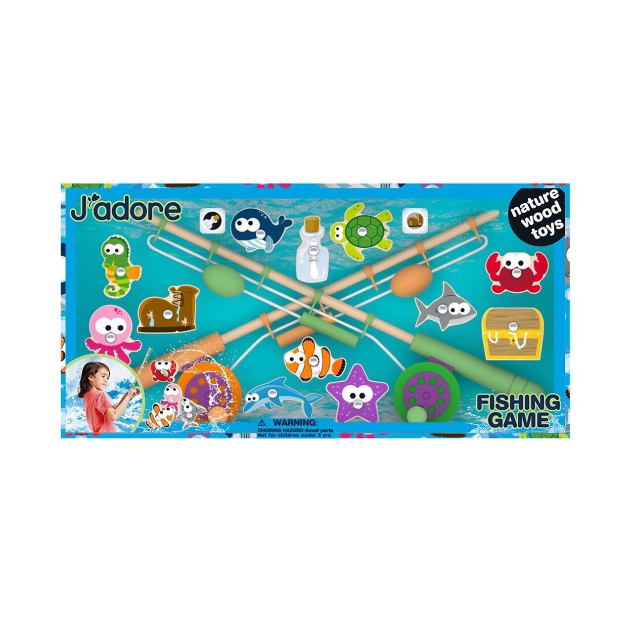 Jadore Ahşap Balık Yakalama Seti