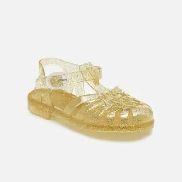 Meduse Çocuk Sandalet - Şeffaf Sarı Simli