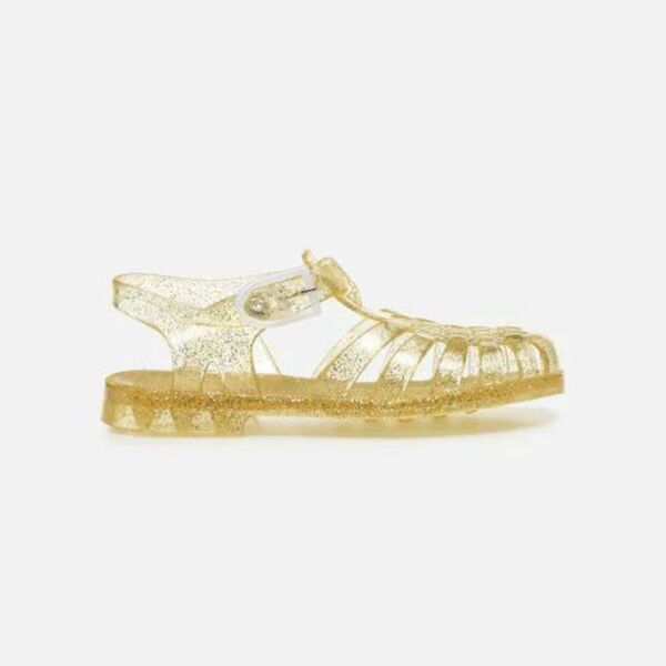 Meduse Çocuk Sandalet - Şeffaf Sarı Simli