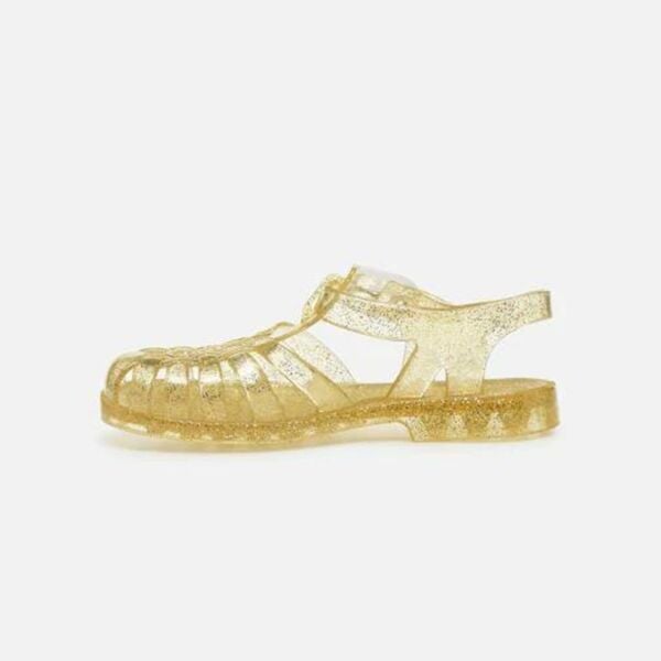 Meduse Çocuk Sandalet - Şeffaf Sarı Simli