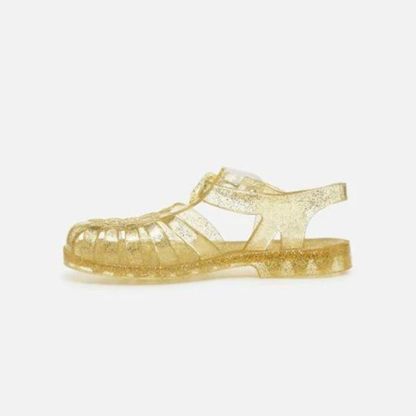 Meduse Çocuk Sandalet - Şeffaf Sarı Simli