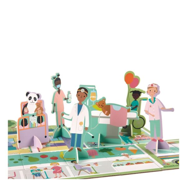Floss Rock 60 Parça Pop Out Puzzle-Happy Hospital
