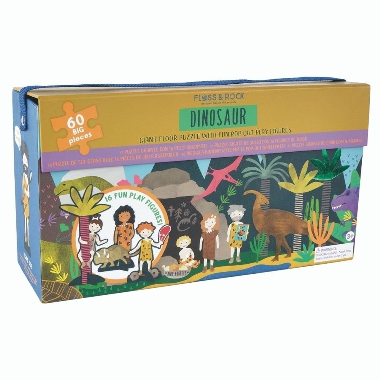 Floss Rock 60 Parça Pop Out Puzzle - Dinozor