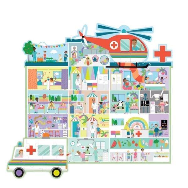 3ü 1 Arada 100 Parça Puzzle - Happy Hospital