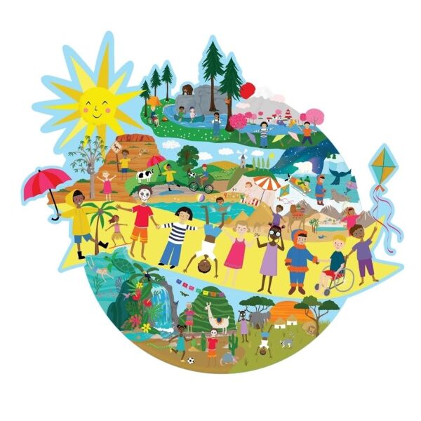 Floss Rock 3ü 1 Arada 100 Parça Puzzle - One World