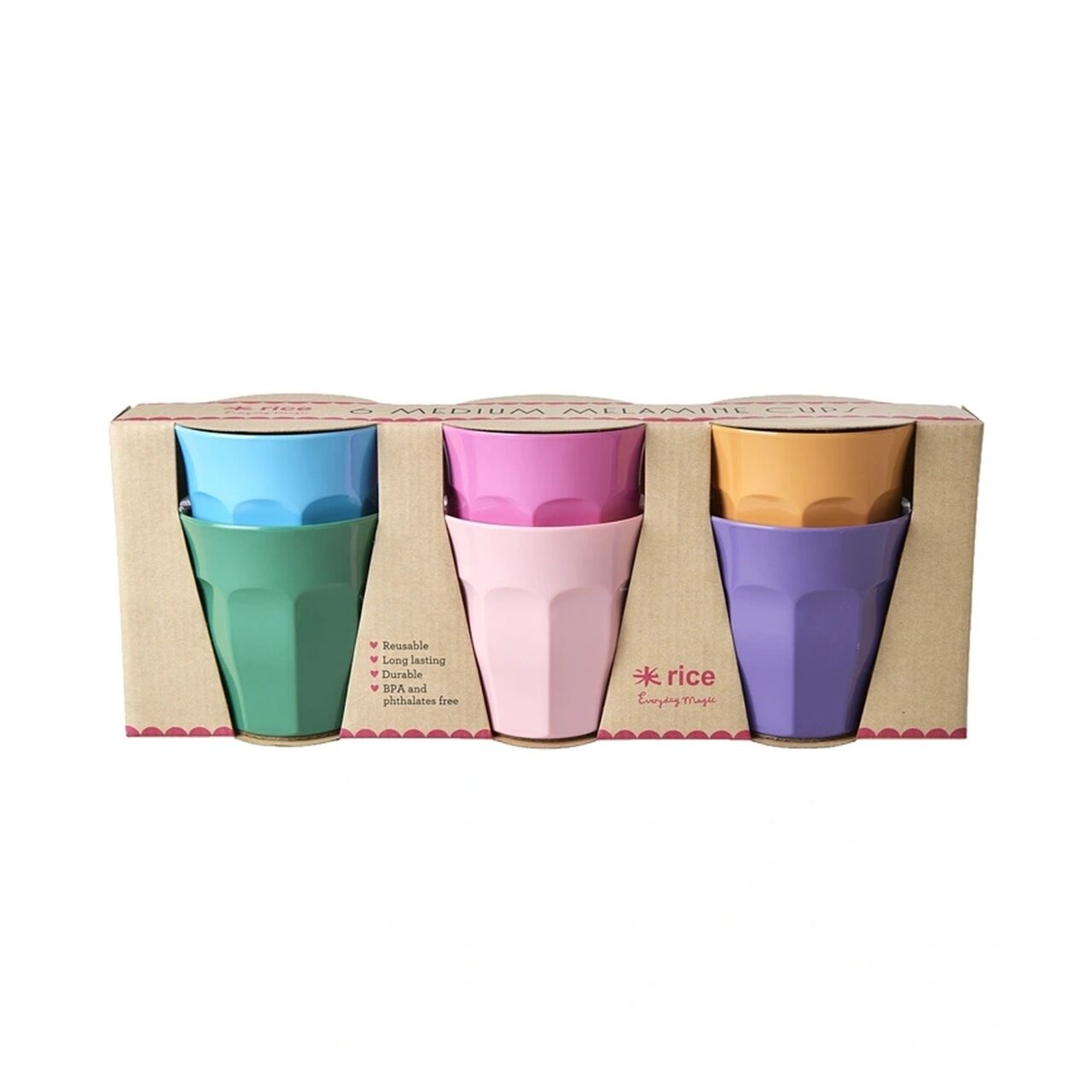 Melamin 6lı Orta Boy Bardak - Karışık Pastel Renkl