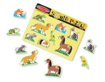Melissa & Doug Ahşap Sesli Yapboz- Evcil Hayvanlar