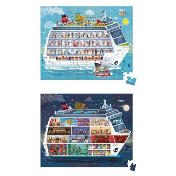 Janod 100 ve 200 Parça İkili Puzzle - Gemi