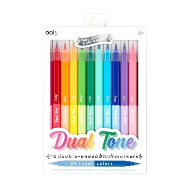 Ooly Dual Tone Fırça Uçlu Çift Taraflı 12li Keçeli