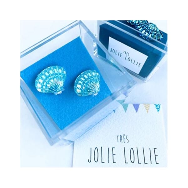 Deniz Kızı Kabuğu Klips Küpe - Turkuaz