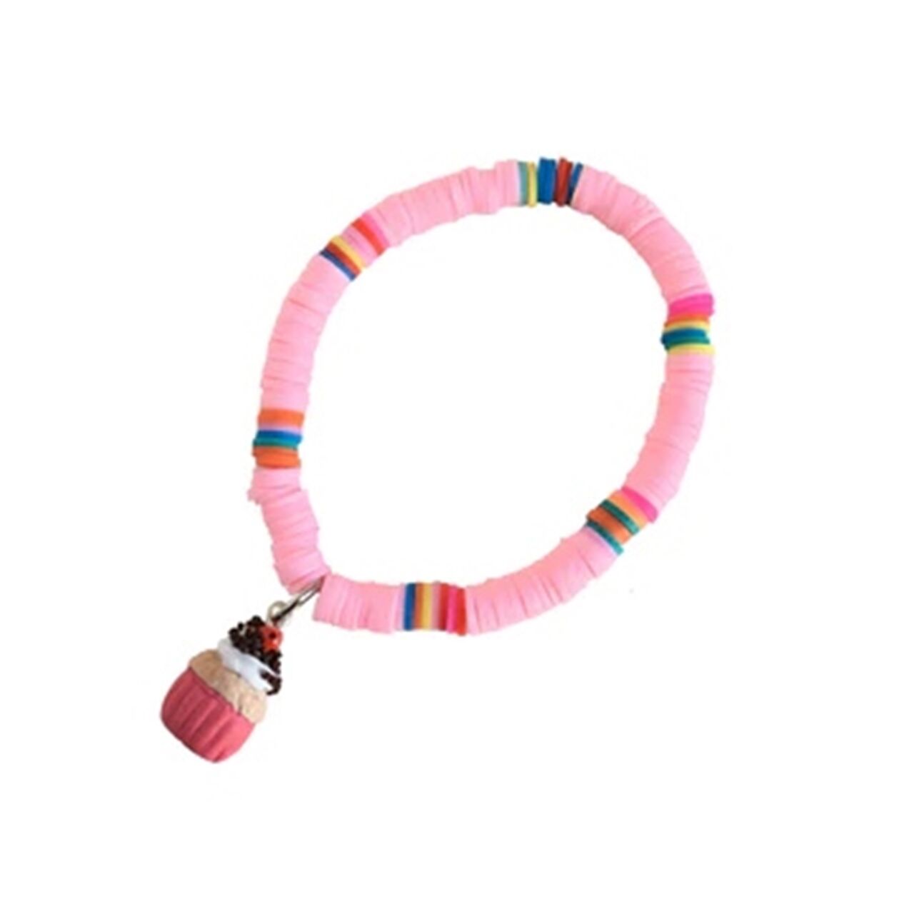 Polimer Boncuklu Bileklik - Pembe Cupcake