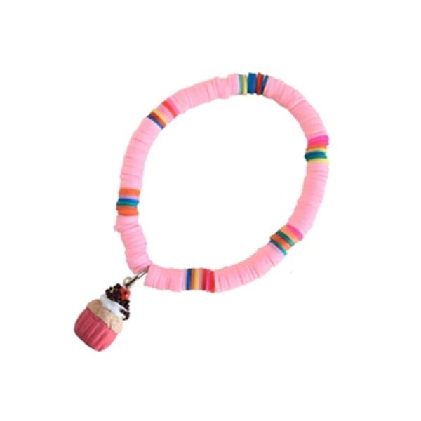 Polimer Boncuklu Bileklik - Pembe Cupcake