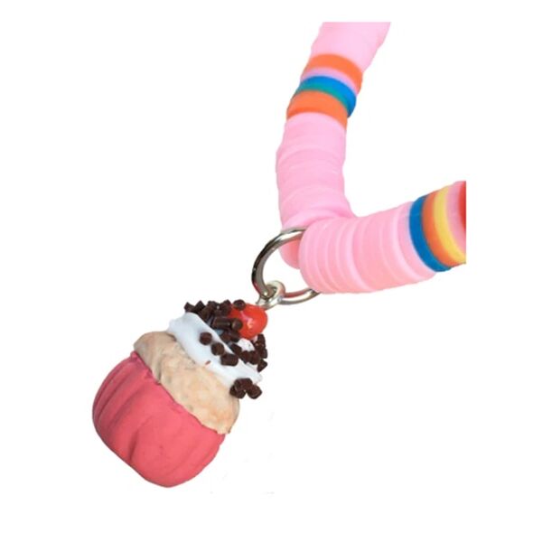 Polimer Boncuklu Bileklik - Pembe Cupcake