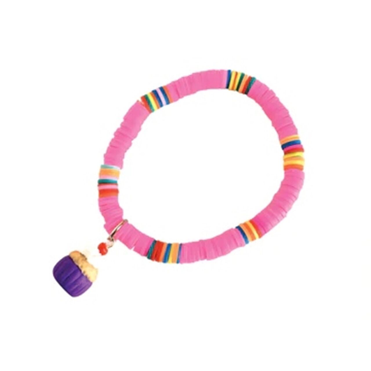 Polimer Boncuklu Bileklik - Mor Cupcake