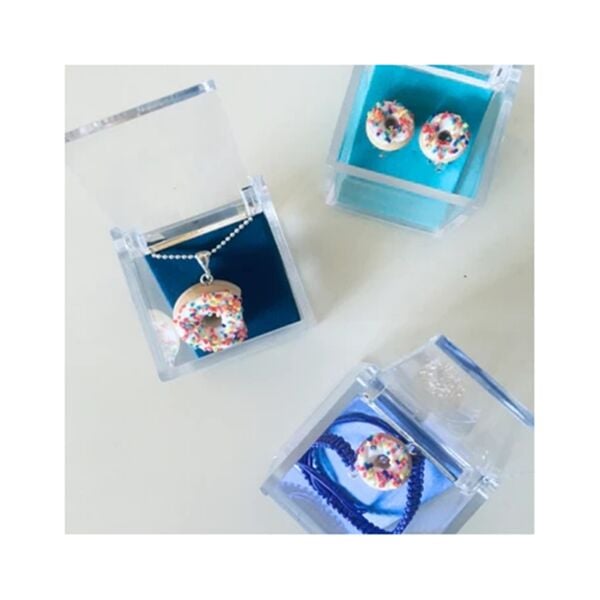 Donut Gümüş Kolye - Beyaz Sprinkle