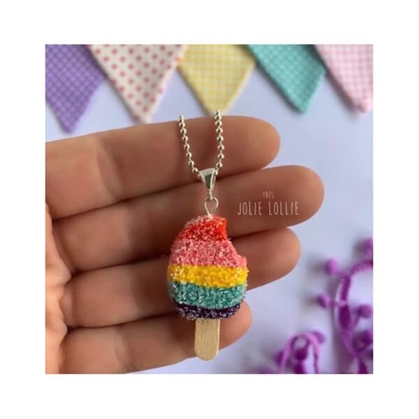 Ice Lollie Gümüş Kolye - Buzlu Rainbow
